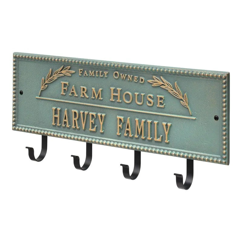 Farm House Beaded Rectangle Personalized Hook Plaque