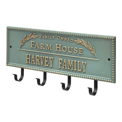 Farm House Beaded Rectangle Personalized Hook Plaque