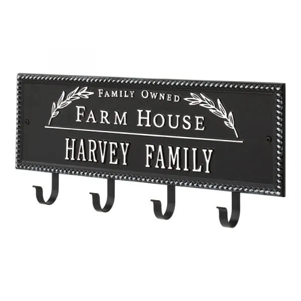 Farm House Beaded Rectangle Personalized Hook Plaque