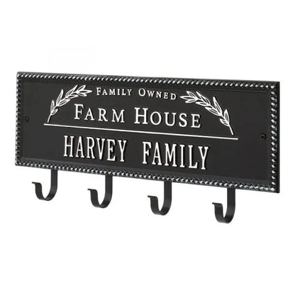 Farm House Beaded Rectangle Personalized Hook Plaque