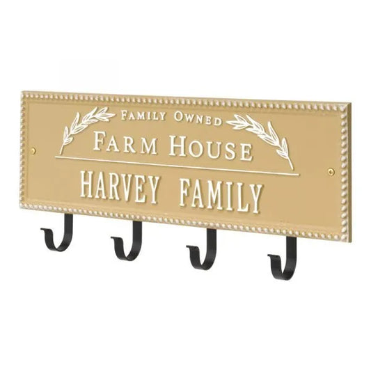 Farm House Beaded Rectangle Personalized Hook Plaque