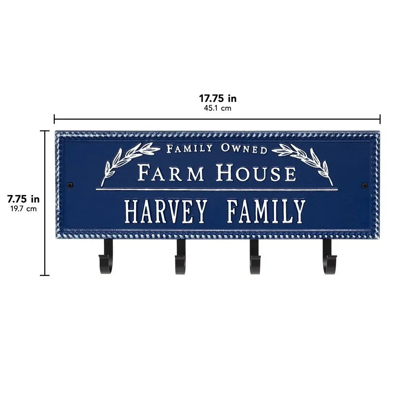 Farm House Beaded Rectangle Personalized Hook Plaque