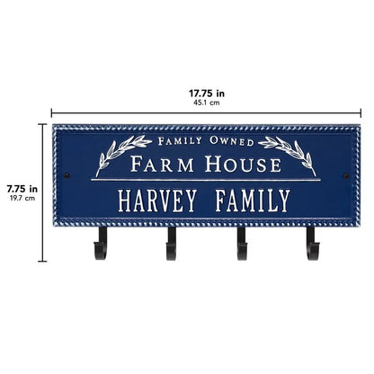 Farm House Beaded Rectangle Personalized Hook Plaque
