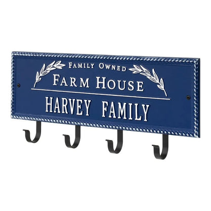 Farm House Beaded Rectangle Personalized Hook Plaque