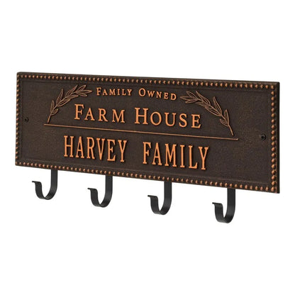 Farm House Beaded Rectangle Personalized Hook Plaque