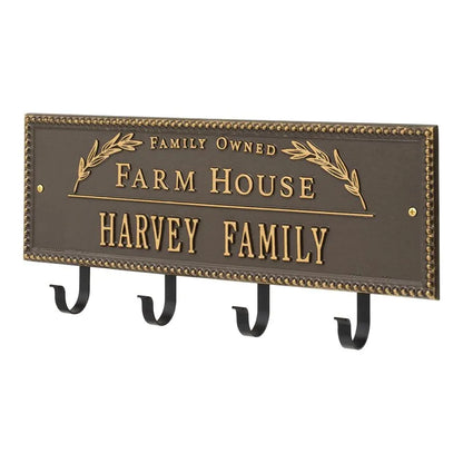 Farm House Beaded Rectangle Personalized Hook Plaque