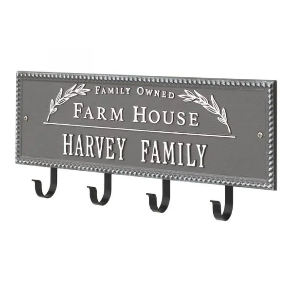 Farm House Beaded Rectangle Personalized Hook Plaque