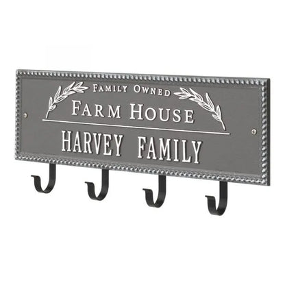 Farm House Beaded Rectangle Personalized Hook Plaque