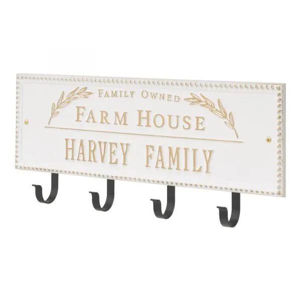 Farm House Beaded Rectangle Personalized Hook Plaque