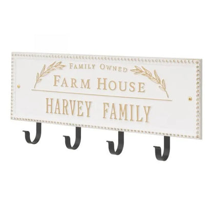 Farm House Beaded Rectangle Personalized Hook Plaque