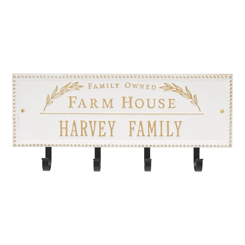 Farm House Beaded Rectangle Personalized Hook Plaque