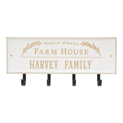 Farm House Beaded Rectangle Personalized Hook Plaque