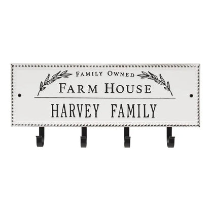 Farm House Beaded Rectangle Personalized Hook Plaque