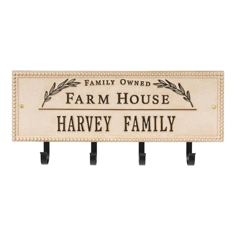 Farm House Beaded Rectangle Personalized Hook Plaque