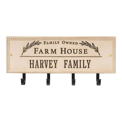 Farm House Beaded Rectangle Personalized Hook Plaque