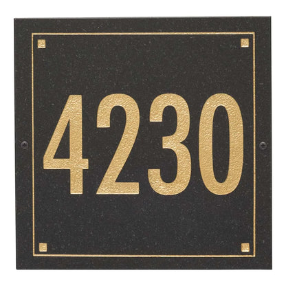 Black Granite Square Futura Engraved Address Sign - 12" x 12" One Line