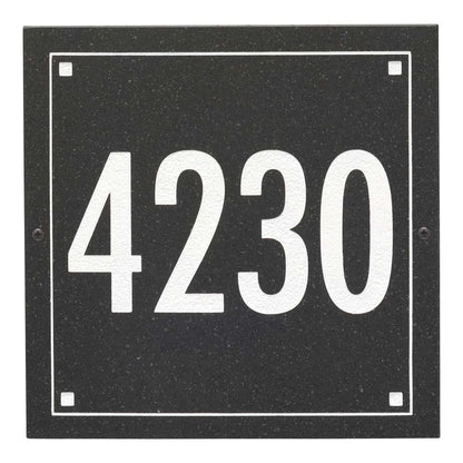 Black Granite Square Futura Engraved Address Sign - 12" x 12" One Line