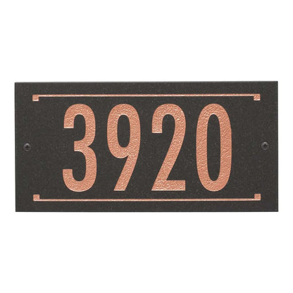 Black Granite Rectangle Futura Engraved Address Sign - 12" x 6" Wall One Line