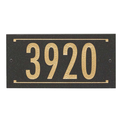 Black Granite Rectangle Futura Engraved Address Sign - 12" x 6" Wall One Line