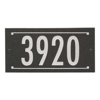 Black Granite Rectangle Futura Engraved Address Sign - 12" x 6" Wall One Line