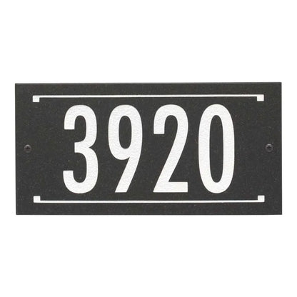Black Granite Rectangle Futura Engraved Address Sign - 12" x 6" Wall One Line