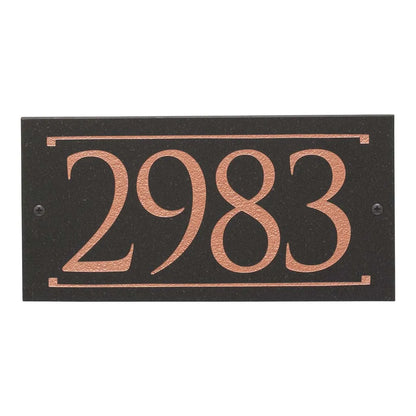 Black Granite Rectangle Trajan Engraved Address Sign - 12" x 6" Wall One Line