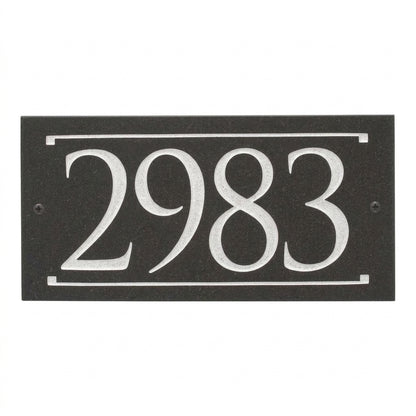 Black Granite Rectangle Trajan Engraved Address Sign - 12" x 6" Wall One Line