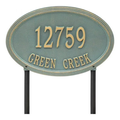 Concord Oval Estate Lawn Address Plaque - Two Line