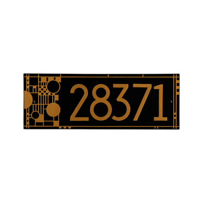 Whitehall Products Frank Lloyd Wright Coonley Modern Plaque - Standard One Line - Color Black/Gold