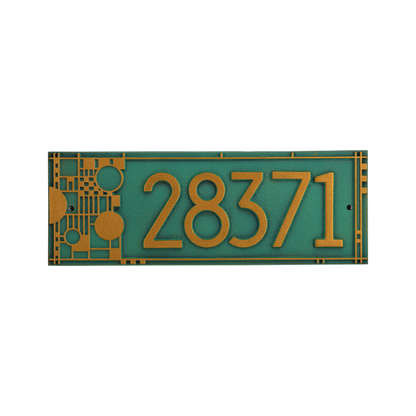 Whitehall Products Frank Lloyd Wright Coonley Modern Plaque - Standard One Line - Color Bronze Verdigris