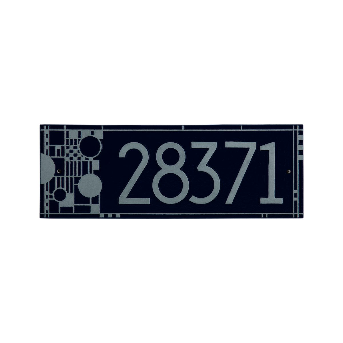 Whitehall Products Frank Lloyd Wright Coonley Modern Plaque - Standard One Line - Color Dark Blue/Silver