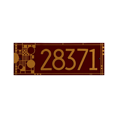 Whitehall Products Frank Lloyd Wright Coonley Modern Plaque - Standard One Line - Color Red/Gold