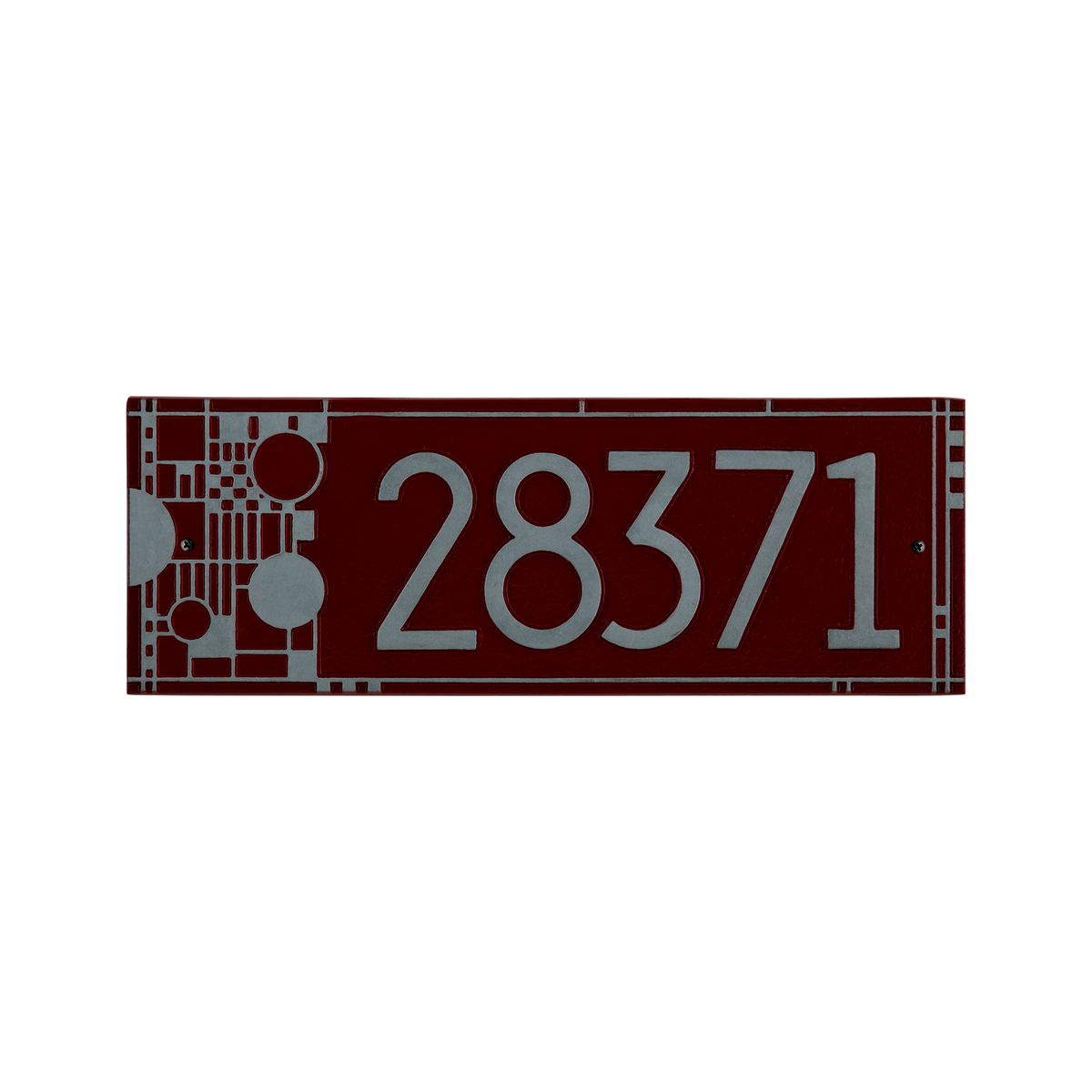 Whitehall Products Frank Lloyd Wright Coonley Modern Plaque - Standard One Line - Color Red/Silver