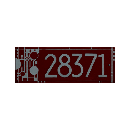 Whitehall Products Frank Lloyd Wright Coonley Modern Plaque - Standard One Line - Color Red/Silver