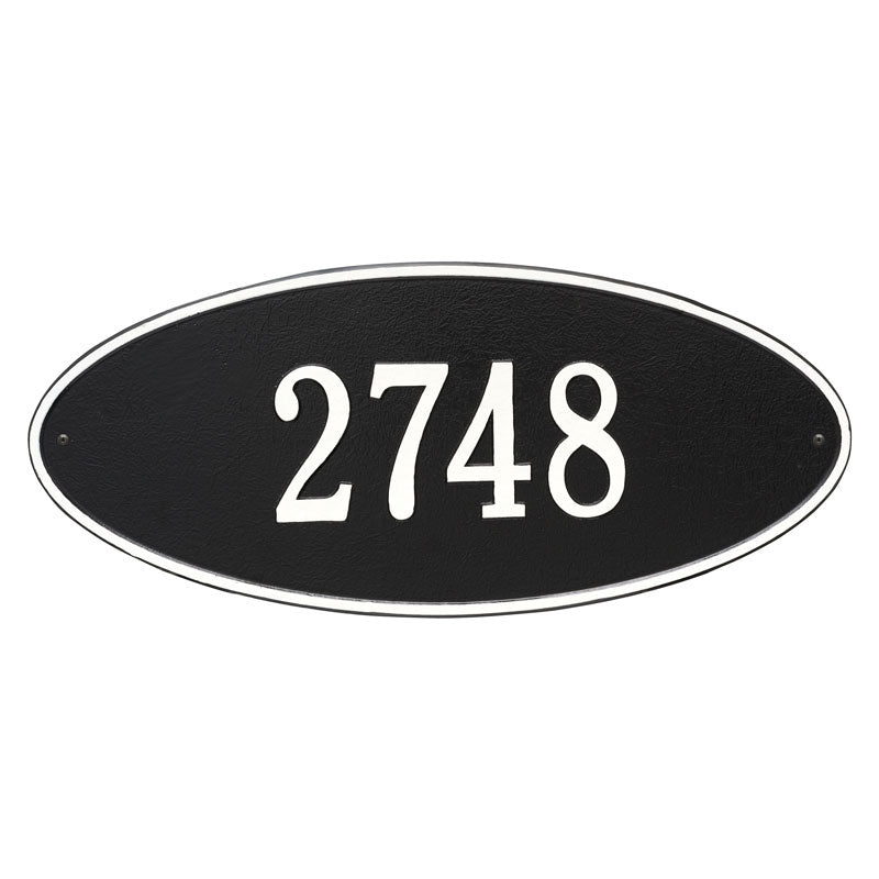 Whitehall Products Madison Oval Estate Wall Plaque One Line Black/white
