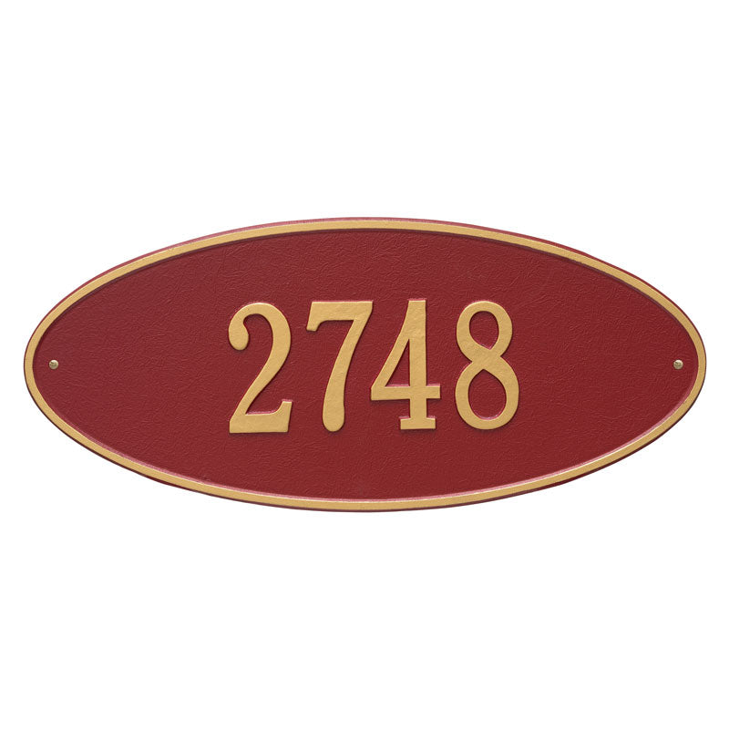 Whitehall Products Madison Oval Estate Wall Plaque One Line Red/gold