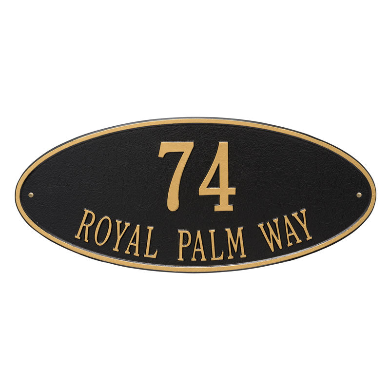 Whitehall Products Madison Oval Estate Wall Plaque Two Line Black/gold