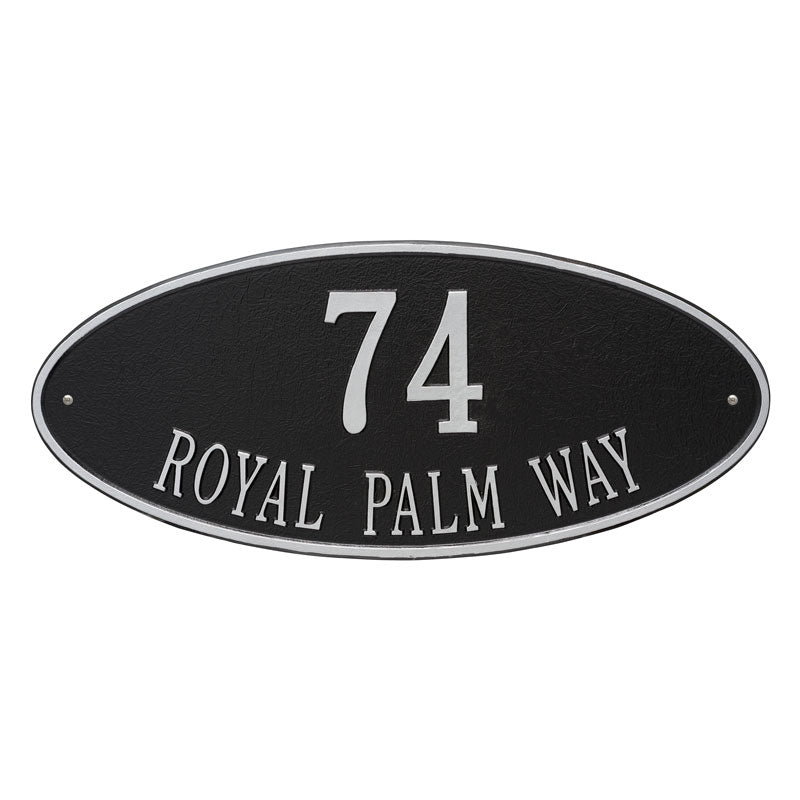Whitehall Products Madison Oval Estate Wall Plaque Two Line Black/silver