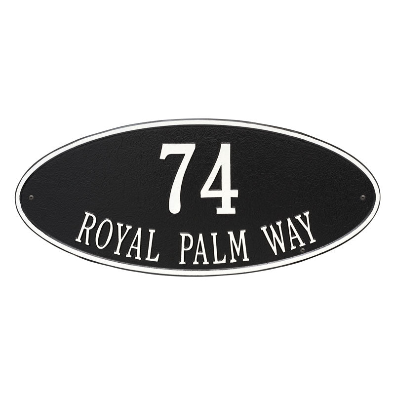 Whitehall Products Madison Oval Estate Wall Plaque Two Line Black/white