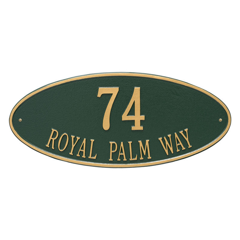 Whitehall Products Madison Oval Estate Wall Plaque Two Line Green/gold