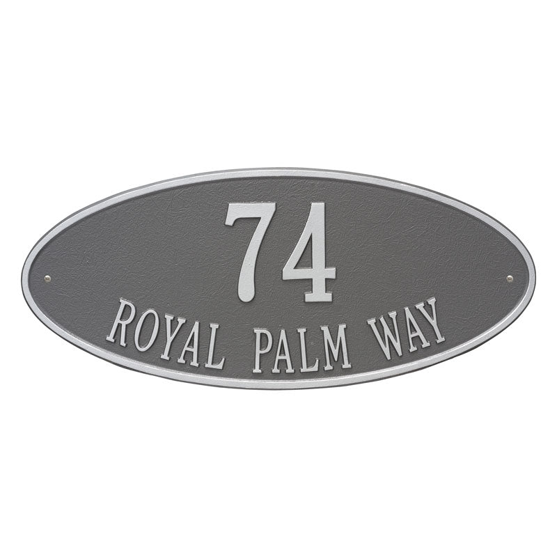 Whitehall Products Madison Oval Estate Wall Plaque Two Line Pewter/silver