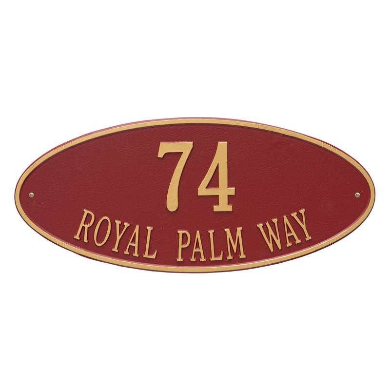 Whitehall Products Madison Oval Estate Wall Plaque Two Line Red/gold