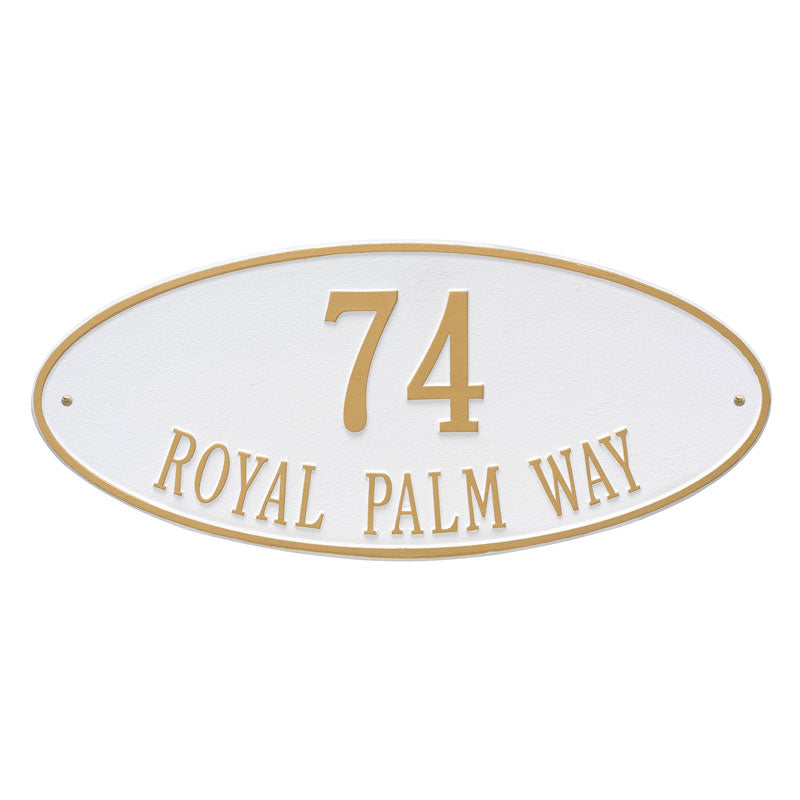 Whitehall Products Madison Oval Estate Wall Plaque Two Line White/gold