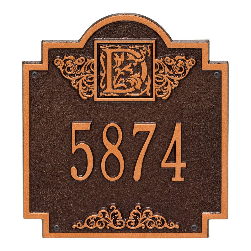 Whitehall Products Monogram Address Personalized Plaque One Line Antique Copper