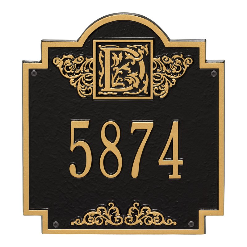 Whitehall Products Monogram Address Personalized Plaque One Line Black Gold