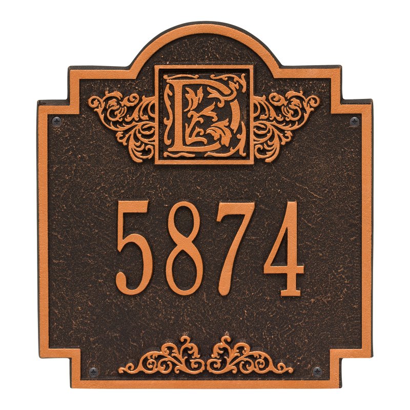 Whitehall Products Monogram Address Personalized Plaque One Line 