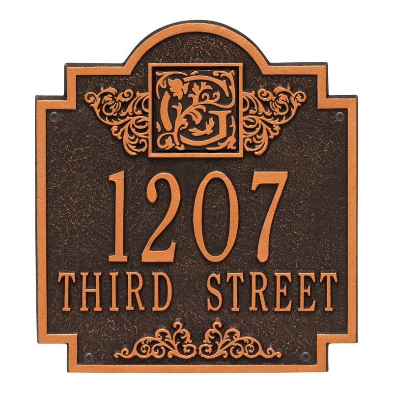 Whitehall Products Monogram Address Personalized Plaque Two Line Oil Rubbed Bronze