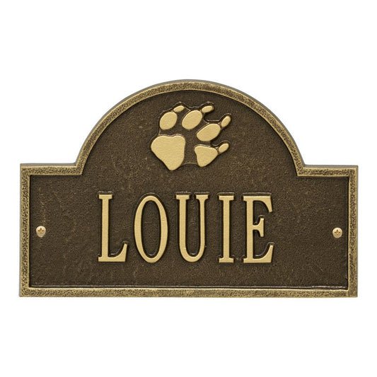 Whitehall Products Dog Whitehall Products Paw Arch Personalized Mini Lawn Plaque Antique Brass