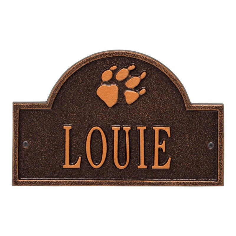Whitehall Products Dog Whitehall Products Paw Arch Personalized Mini Lawn Plaque Antique Copper