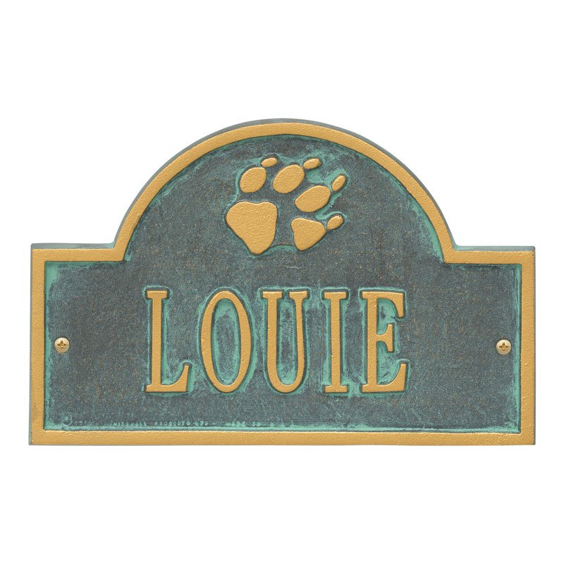 Whitehall Products Dog Whitehall Products Paw Arch Personalized Mini Lawn Plaque Bronze Verdigris